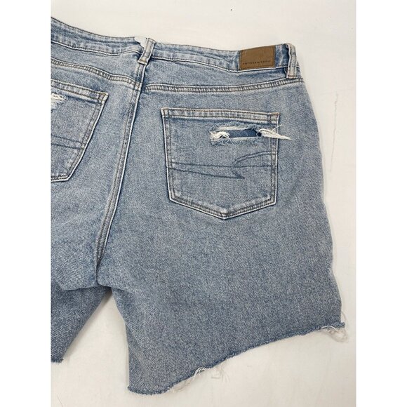 AE AMERICAN EAGLE MOM SHORT‎ STRIGID WOMENS JEAN SHORTS Size 12 Distressed - Picture 4 of 14